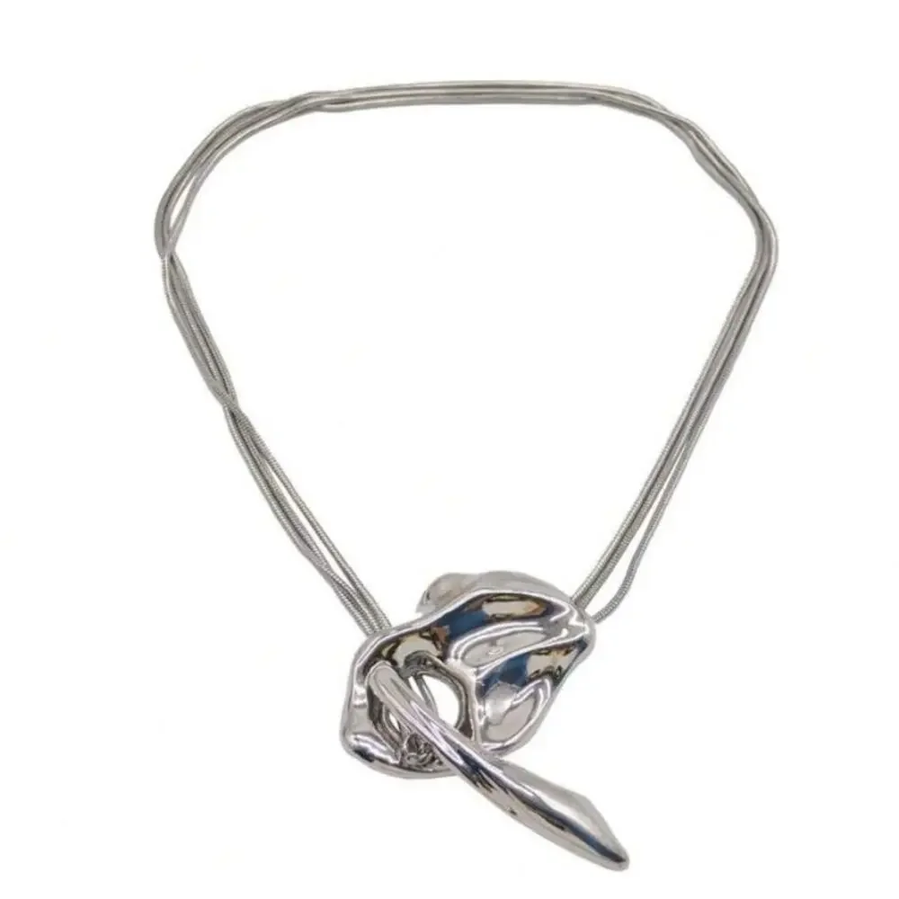 Silver Geometric Handmade Creative Design Necklace Party Event